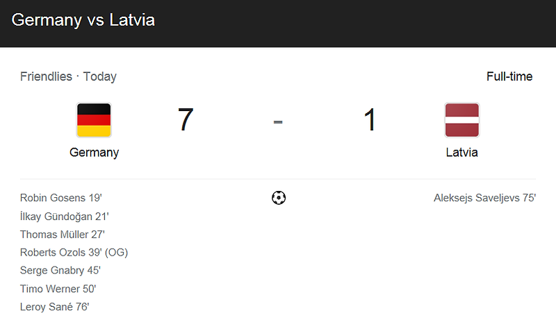 (2021 / 친선 경기) 독일 (7) 대 라트비아 (1) 축구 경기 하이라이트