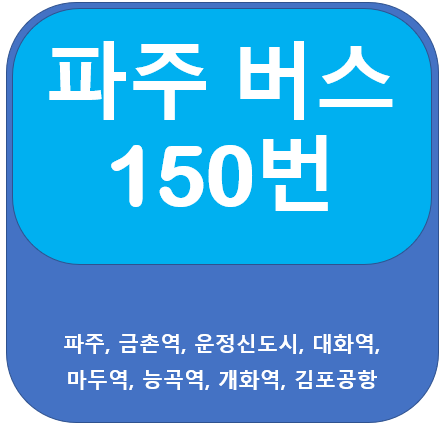 파주 150번 버스 노선 안내 (맥금동, 운정신도시, 대화역, 김포공항)