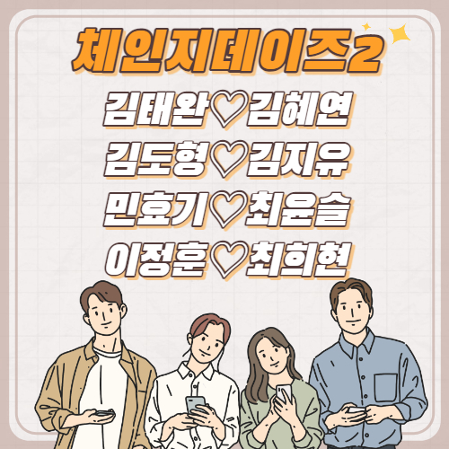 체인지데이즈2 김태완 김도형 민효기 이정훈 커플 인스타