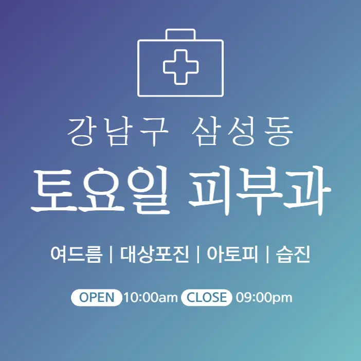 강남구 삼성동 토요일 피부과 병원 진료 근처 잘하는 48곳 찾기