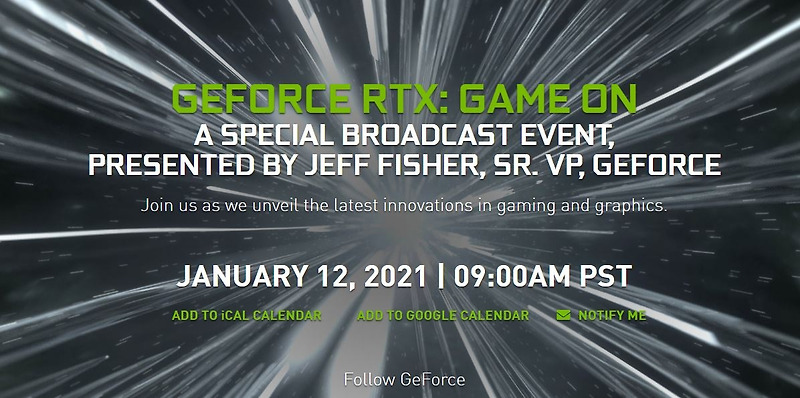 엔비디아 2021년 1월 12일 GeForce RTX 특별방송 발표