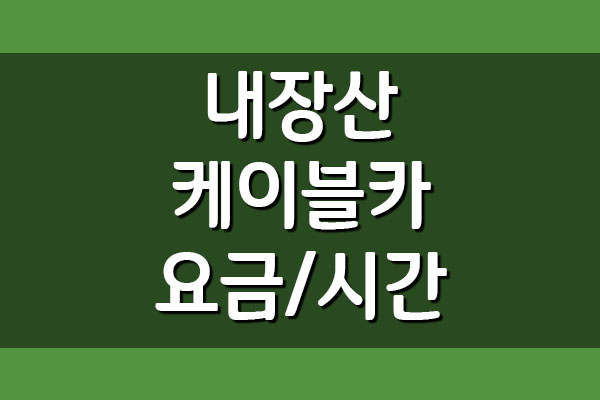 내장산 케이블카 요금 및 운행시간 정보