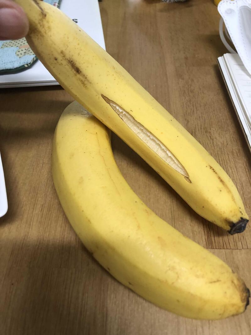 바나나를 냉장고에 넣었다