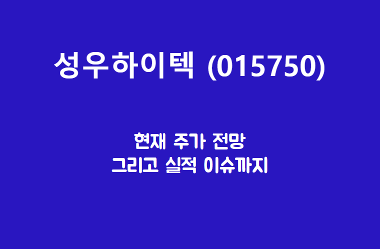 성우하이텍 (015750) 주가, 실적, 전망, 기업분석