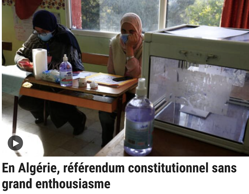 알제리 국민투표 실시(En Algérie, référendum constitutionnel sans grand enthousiasme)