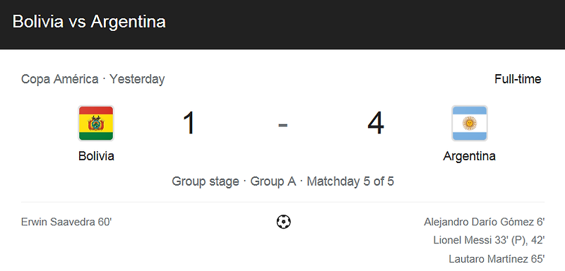 (2021 코파 아메리카) 볼리비아 (1) 대 아르헨티나 (4) 축구 경기 하이라이트