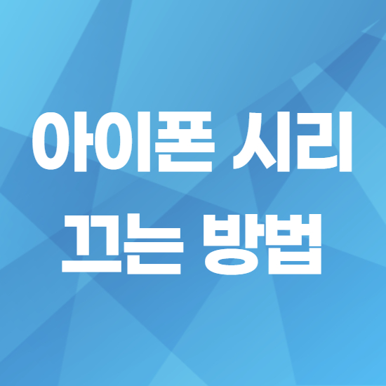 아이폰 시리 끄기 10초 완성