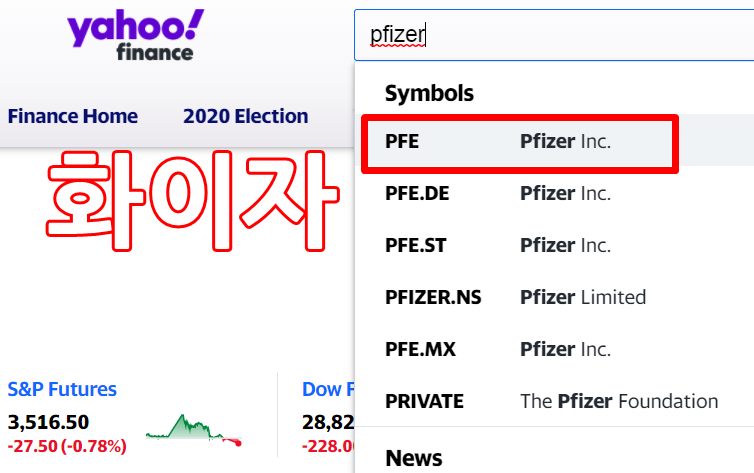 화이자 주식 실시간 확인 하는 방법 pfizer