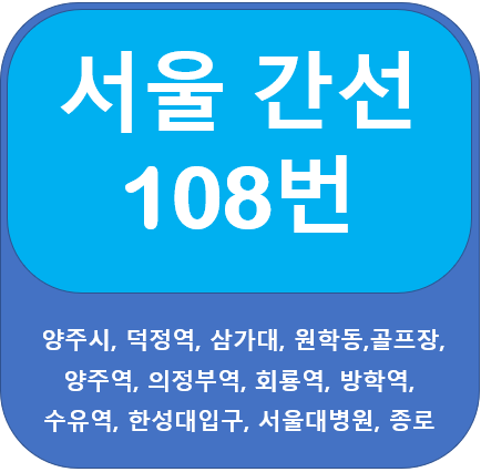 서울 108번 간선 버스 노선정보, 양주시, 의정부역, 서울대학교병원