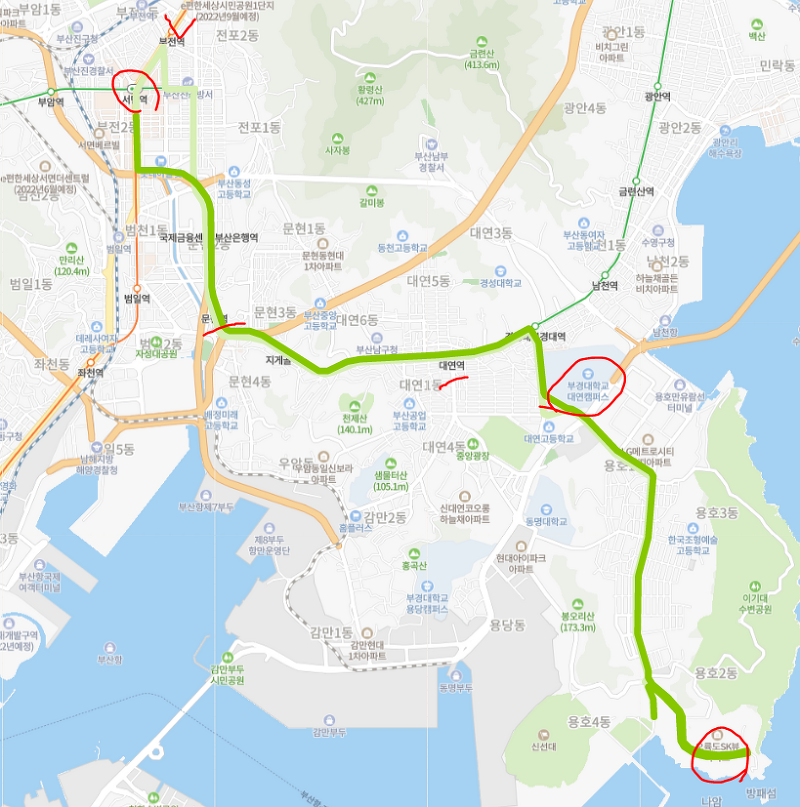 부산 24번버스 노선, 시간표 정보 :: 용호동, 성모병원, 서면역, 부경대, NC백화점