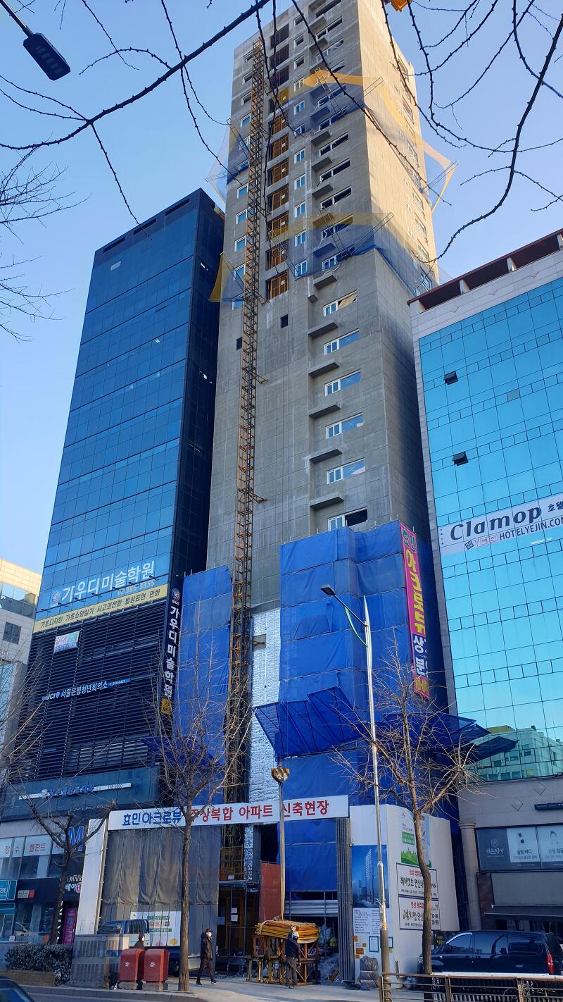 은평구 연신내역 건물 공사 현장 사진 190 효민아크로뷰 주상복합 아파트 신축현장 (korean construction)