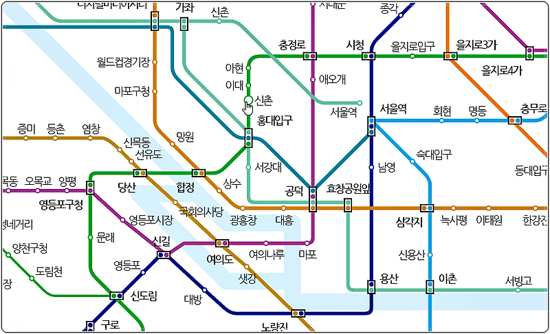 지하철 2호선 신촌역 시간표