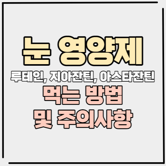 눈 영양제 루테인, 지아잔틴, 아스타잔틴 먹는 방법 및 주의사항, 효능 알아보기