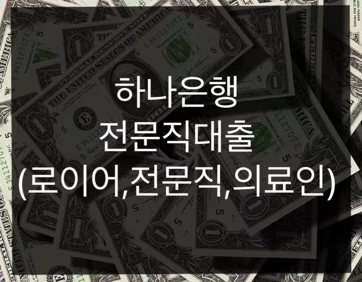 하나은행 전문직대출 총정리(로이어,전문직, 의료인)