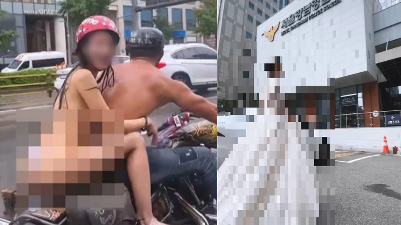 강남 질주 오토바이녀 이번엔 '이것' 입고 경찰서 나타나 화제