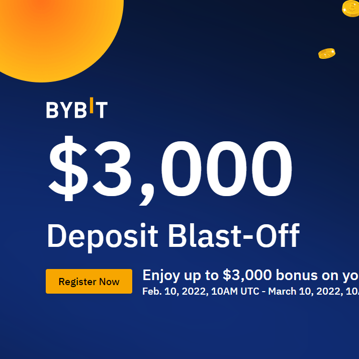 바이비트 (Bybit) 첫입금 이벤트 최대 3,000 달러 (Deposit Blast-Off)