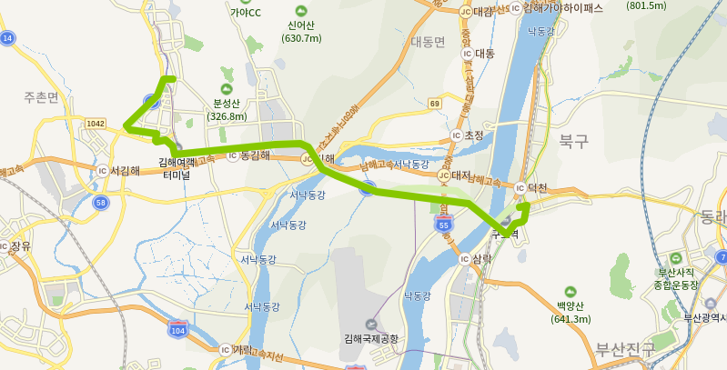 부산 김해 127번버스 노선안내( 김해여객터미널, 인제대, 대저, 구포 )