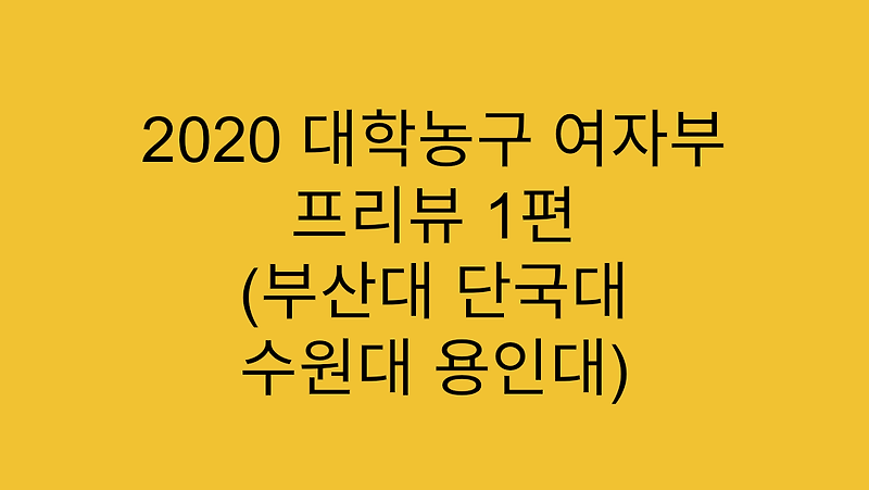 [대학리그] 2020 대학농구 여자부 프리뷰 1편 (부산대, 단국대, 수원대, 용인대)