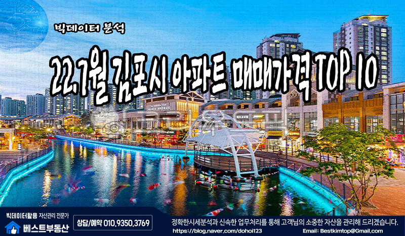 22.7월 김포시(한강) 아파트 매매가격 TOP 10 분석 !!!