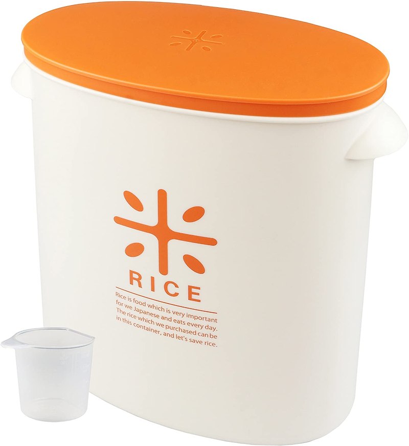 빠루 金属 일제 쌀통 5kg 오렌지 컵을 부착 쌀 봉투 그대로 스톡 RICE HB-3435