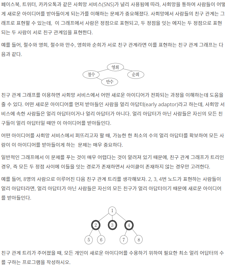 [Baekjoon] 2533: 사회망 서비스(SNS)