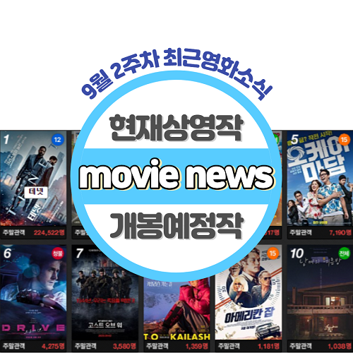 9월 2주차 최신영화순위 현재상영작 개봉예정작 예매율순위 (2020년 9월 9일 기준)