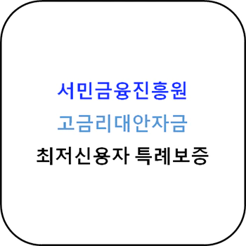 서민금융진흥원 - 고금리대안자금, 최저신용자 특례보증