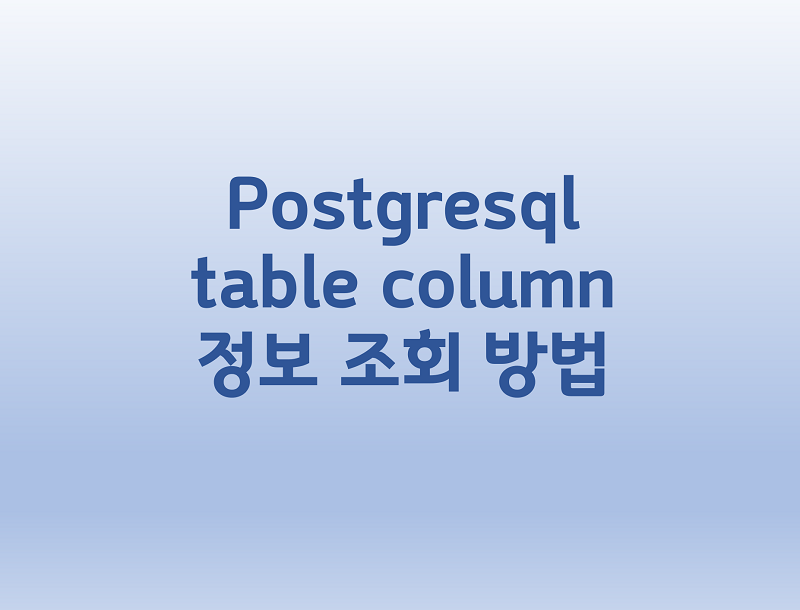 [Postgresql] table column 정보 조회 방법