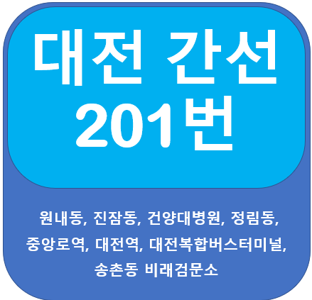 대전 201번 버스 노선 안내, 건양대병원, 대전역, 복합버스터미널