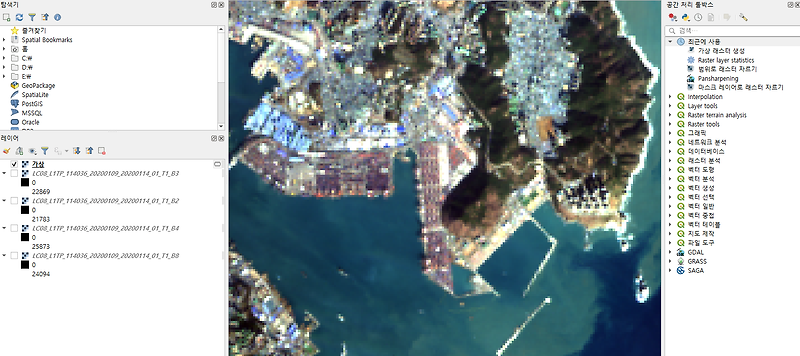 QGIS How to improve Landsat resolution Landsat 해상도 높이기