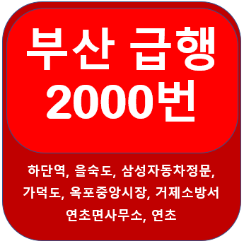 부산 2000번 버스 노선, 시간표,  하단역, 을숙도 <> 거제도(연초)