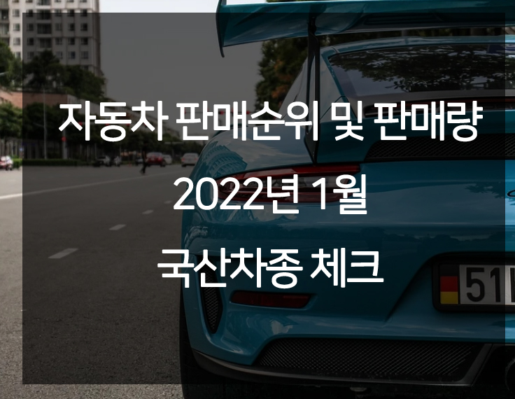자동차 판매순위 및 판매량 2022년 1월 국산차종 체크