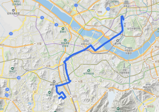 [서울/간선] 503번버스 노선, 시간표 : 광명, 구로역, 영등포역, 서울역, 숙대입구역 가는 버스