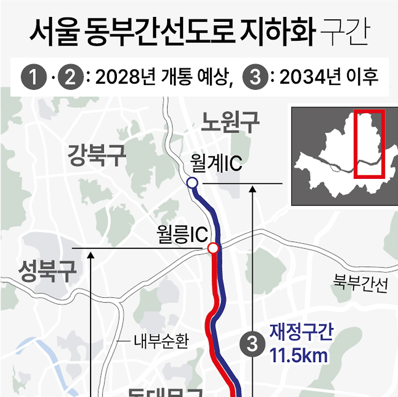 서울 동부간선도로 '청담~월릉' 지하화 심의 통과
