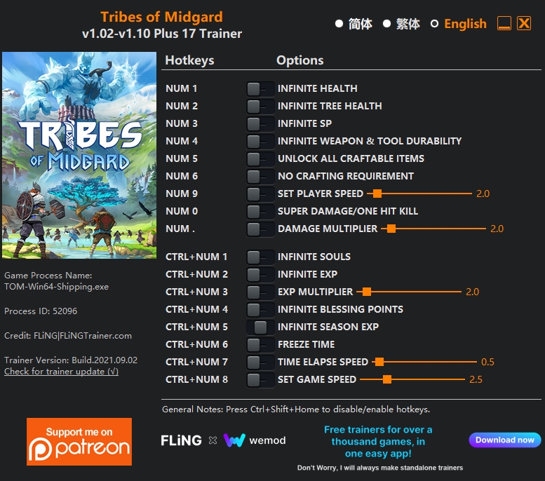 [트레이너] 한글판 트라이브 오브 미드가르드 최신 영문판 Tribes of Midgard v1.02-v1.10 Plus 17 Trainer
