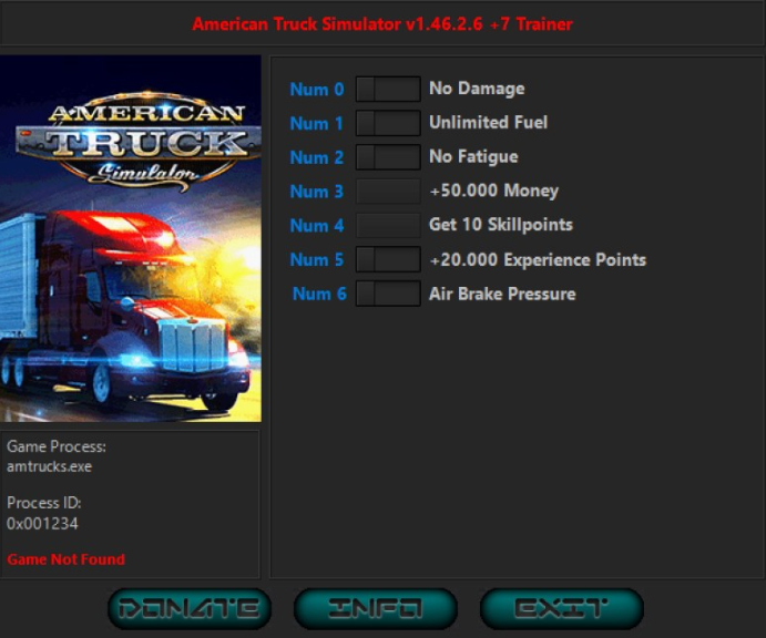 [트레이너] 한글판 아메리칸 트럭 시뮬레이터 v1.46.2.6 Plus 7 최신 트레이너 American Truck Simulator v1.46.2.6 Trainer Plus 7