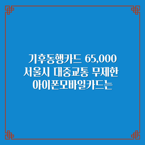 기후동행카드 65,000원/서울시 대중교통 무제한 아이폰모바일카드는