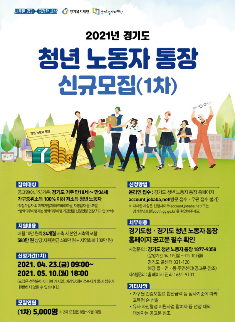 2021년 경기도 청년 노동자 통장 신규모집