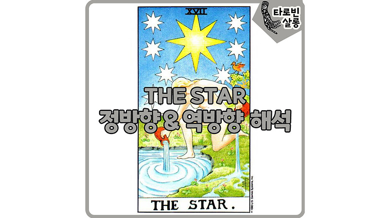 [웨이트 타로 해석] 17. The Star 별 카드 정방향 & 역방향 의미 해석