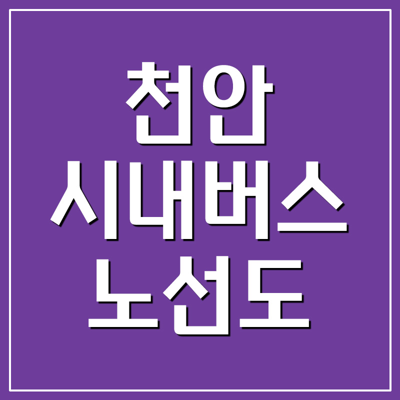 천안 시내버스 노선도 시간표 요금