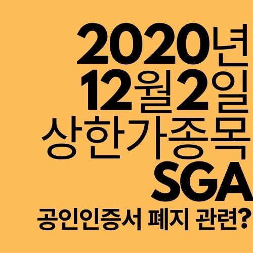 [상한가 종목] SGA (공인인증서 폐지?)