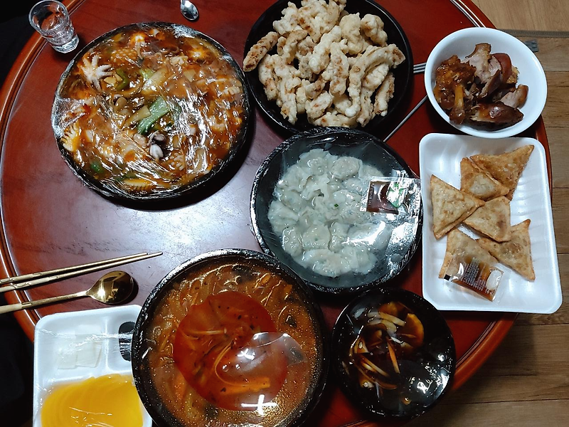 배달 맛집 화원 짬뽕, 찹살탕수육 + 팔보채 + 물만두 세트 후기