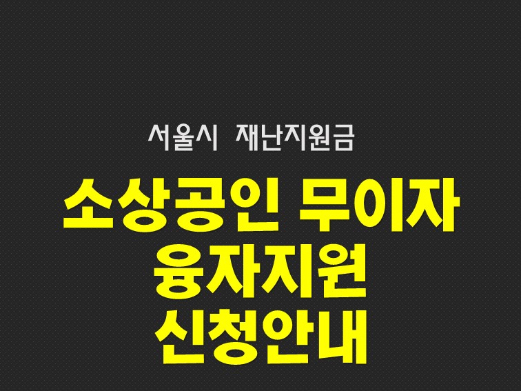 서울시 재난지원금 소상공인 대출 무이자 융자 지원 신청 방법