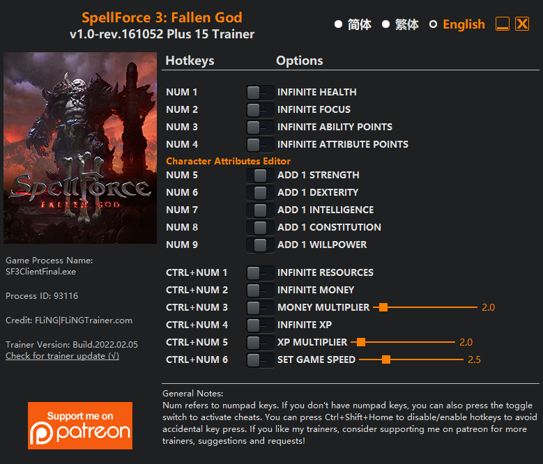 [트레이너] 한글판 스펠 포스3 : 폴른 갓 SpellForce 3 Fallen God v1.0-rev.161062 Plus 15 Trainer 영문판