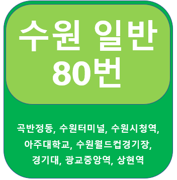 수원 80번 버스 노선 및 시간표, 수원터미널, 아주대, 광교, 상현역