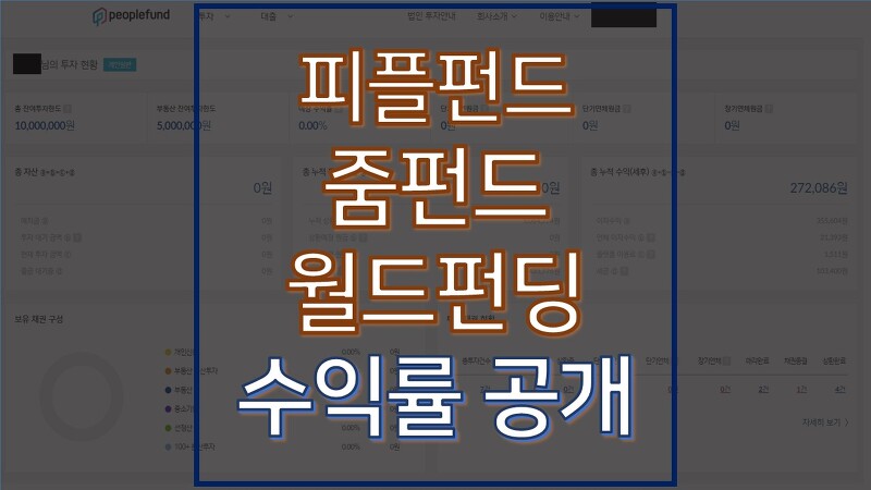 피플펀드, 줌펀드, 월드펀딩 투자 후기 및 실제 수익률 공개