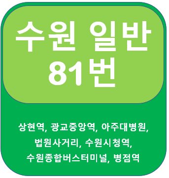 수원 81번 버스 시간표, 노선 안내,  상현역, 광교, 아주대병원