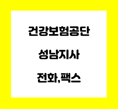 국민건강보험공단 성남지사 전화번호