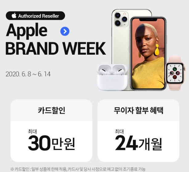 6월 14일 까지 애플 전종목 최대 30만원 할인 apple brand week