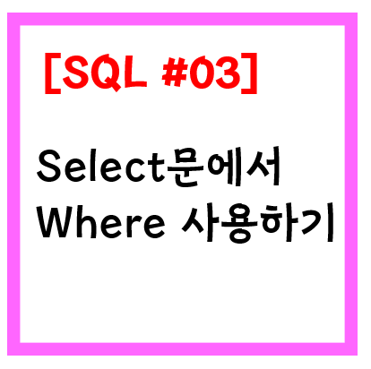 [SQL문 #03] SQL의 Select Where 쿼리문에 대해 알아보는 시간!